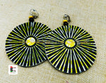 Clip On Earrings Ankara Jewelry Yellow Black Silver Beaded Handmade Black Owned