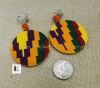 African Clip On Earrings Ankara Jewelry Colorful Beaded Handmade Black Owned