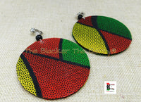 African Clip On Earrings Ankara Jewelry Red Yellow Black Green Beaded Handmade Black Owned