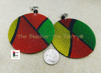 African Clip On Earrings Ankara Jewelry Red Yellow Black Green Beaded Handmade Black Owned