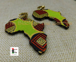 Africa Clip On Earrings Ankara Jewelry Handmade Black Red Green Black Owned