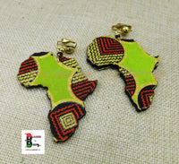 Africa Clip On Earrings Ankara Jewelry Handmade Black Red Green Black Owned