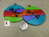 Wooden Hand Painted Earrings Colorful Dragonfly Jewelry Handmade Women Large
