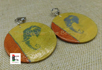 Wooden Elephant Earrings Clip On Hand Painted Jewelry Handmade Black Owned