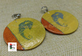 Wooden Elephant Earrings Clip On Hand Painted Jewelry Handmade Black Owned