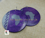 Africa Earrings Handmade Hand Painted Purple Silver Dangle Ethnic Women Ethnic Jewelry Black Owned