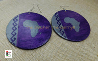 Africa Earrings Handmade Hand Painted Purple Silver Dangle Ethnic Women Ethnic Jewelry Black Owned