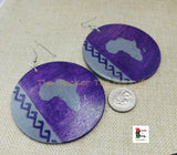 Africa Earrings Handmade Hand Painted Purple Silver Dangle Ethnic Women Ethnic Jewelry Black Owned