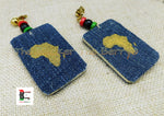 Africa Clip On Earrings Jean Jewelry Handmade Wooden RBG Afrocentric Black Owned