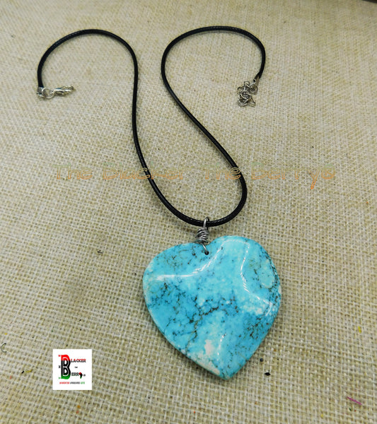 Turquoise Stone Heart Necklace Adjustable Jewelry Women