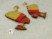 Wooden Clip On Earrings Women Silhouette Red Gold Black Handmade Black Owned Women Jewelry