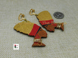 Wooden Clip On Earrings Women Silhouette Red Gold Black Handmade Black Owned Women Jewelry