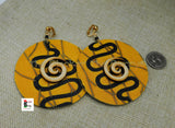 African Clip On Earrings Ankara Jewelry Yellow Black Gold Beaded Handmade Black Owned