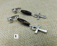 African Silver Ankh Clip On Earrings Black Handmade Black Owned Women Jewelry