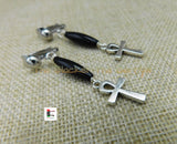 African Silver Ankh Clip On Earrings Black Handmade Black Owned Women Jewelry