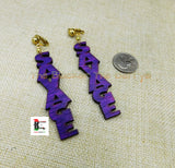 Clip On Earrings Savage Hand Painted Jewelry Wooden Purple Non Pierced