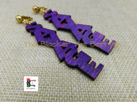 Clip On Earrings Savage Hand Painted Jewelry Wooden Purple Non Pierced