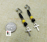 Ankh Clip On Earrings Yellow Black Handmade Black Owned Women Jewelry