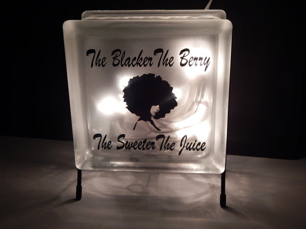 The Blacker The Berry Sweeter The Juice Glass Block Afrocentric Home Decor Planter Change Holder