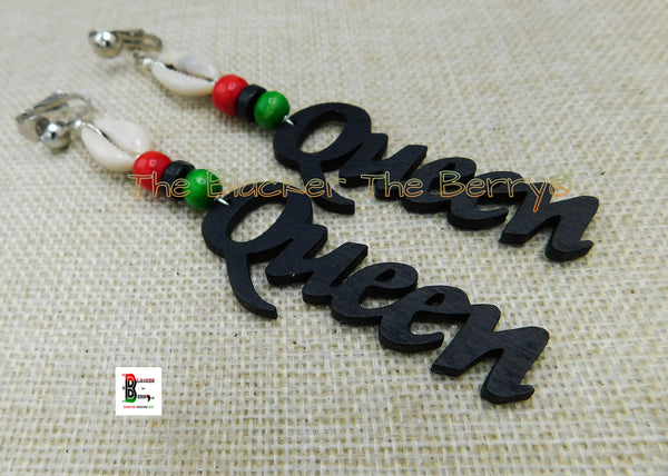 Queen Clip On Earrings RBG Pan Africa Cowrie Jewelry Handmade