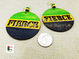 Fierce Wooden Clip On Earrings Green Yellow Black Jamaican Handmade Hand Painted Jewelry