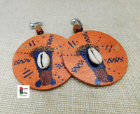 Black Women Hand Painted Clip On Earrings Cowrie Handmade Non Pierced