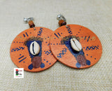 Black Women Hand Painted Clip On Earrings Cowrie Handmade Non Pierced