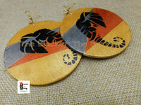Wooden Hand Painted Earrings Elephant Jewelry Handmade Gold Silver Women Large