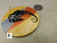 Wooden Hand Painted Earrings Elephant Jewelry Handmade Gold Silver Women Large