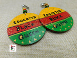 Educated Black Queen Clip On Earrings Hand Painted Women Jewelry Handmade Afrocentric African Non Pierced