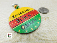 Educated Black Queen Clip On Earrings Hand Painted Women Jewelry Handmade Afrocentric African Non Pierced