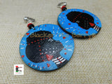 Black Women Clip-On Earrings Hand Painted Red Blue Handmade Non Pierced