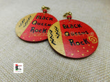 Black Queens Rock Clip On Earrings Hand Painted Women Jewelry Handmade Afrocentric African Non Pierced