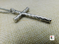 Silver Christian Cross Stainless Steel Jewelry Large Religious Men Necklace 24 Inches