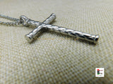 Silver Christian Cross Stainless Steel Jewelry Large Religious Men Necklace 24 Inches