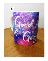 Good Morning Gorgeous Mug Cup Afrocentric Purple Pink White Handmade Black Owned Business