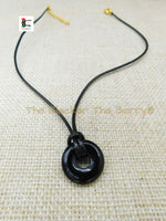 Natural Stone Necklace Black Agate Jewelry Adjustable