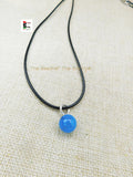 Blue Agate Stone Necklace Jewelry Adjustable Black