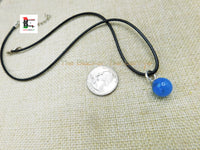 Blue Agate Stone Necklace Jewelry Adjustable Black