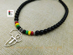 Silver Africa Ankh Necklace Rasta Black Beaded Jewelry Handmade