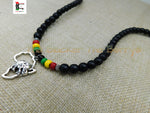 Silver Africa Elephant Necklace Rasta Black Beaded Jewelry Handmade