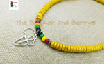 Silver Africa Ankh Necklace Yellow Beaded Rasta Jewelry Handmade