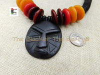 African Ebony Wooden Ethnic Jewelry Necklaces Black Red Handmade Black Owned