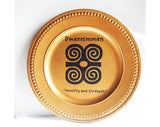 African Charger Plate Dwennimmen Gold Acrylic 13 inch Decorative Plate Christmas Kwanzaa Home Decor