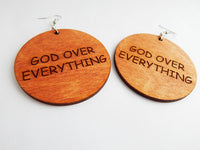 God Over Everything Earrings Wooden Christian Women