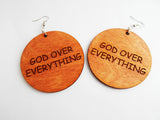 God Over Everything Earrings Wooden Christian Women