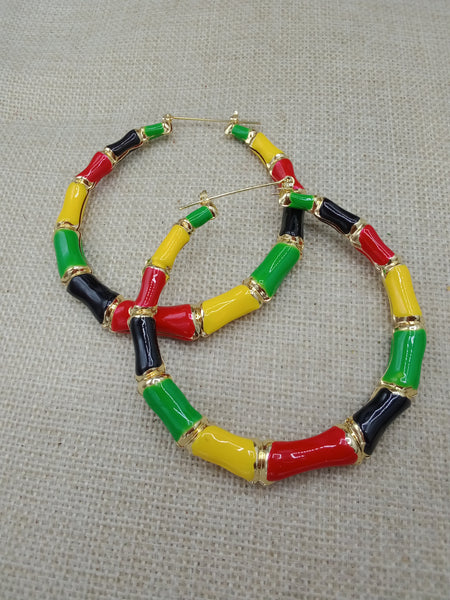 Rasta Earrings Bamboo Jewelry