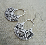 Elephant Earrings Silver Jewelry Women Ethnic