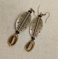 Cowrie Earrings Antique Bronze Women Ethnic