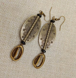 Cowrie Earrings Antique Bronze Women Ethnic